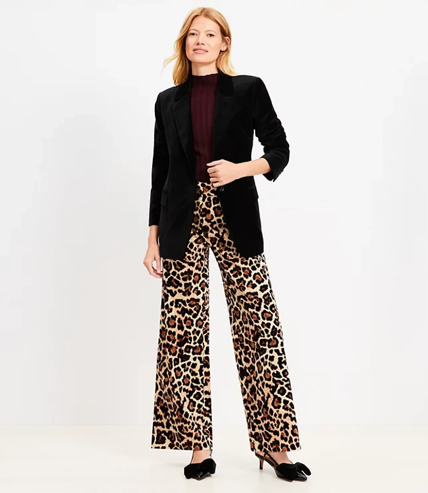 Clean Wide Leg Pants Leopard Print Velvet