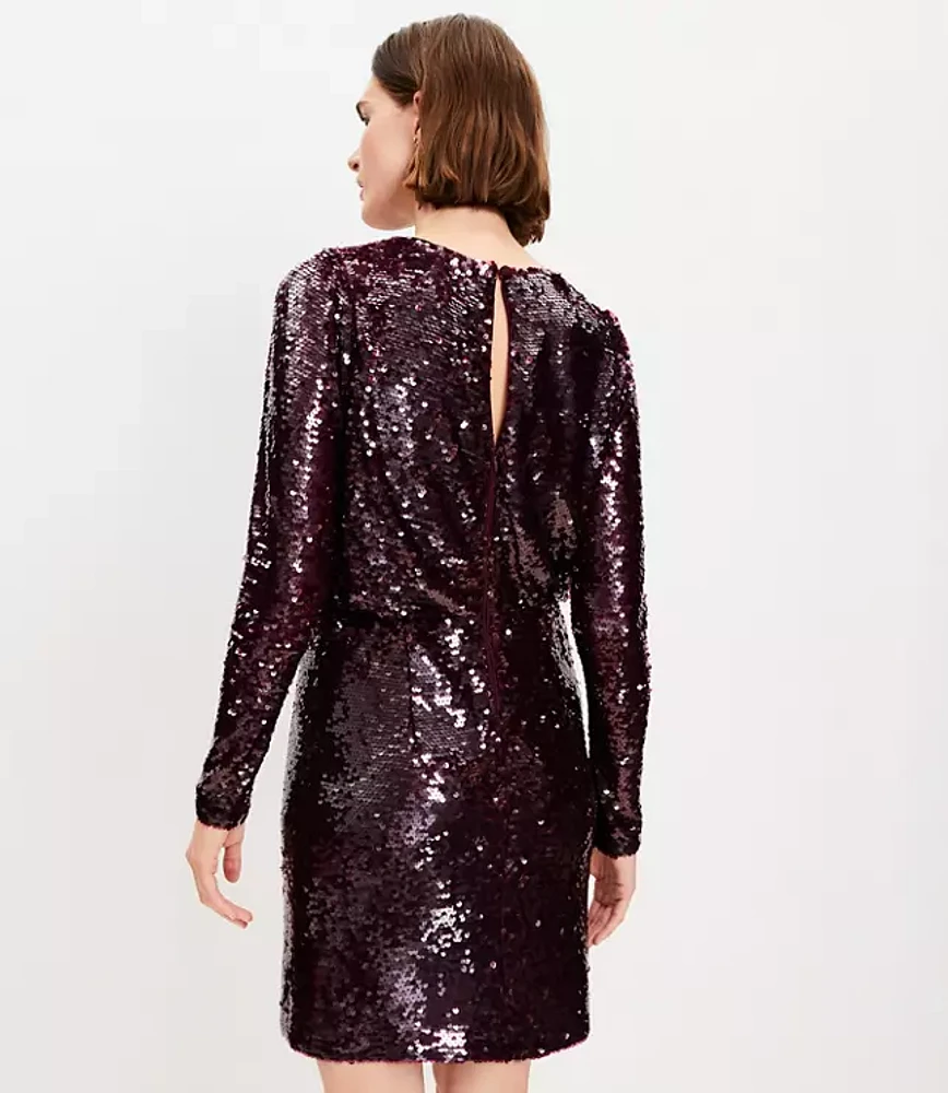 Petite Sequin Long Sleeve Mini Dress