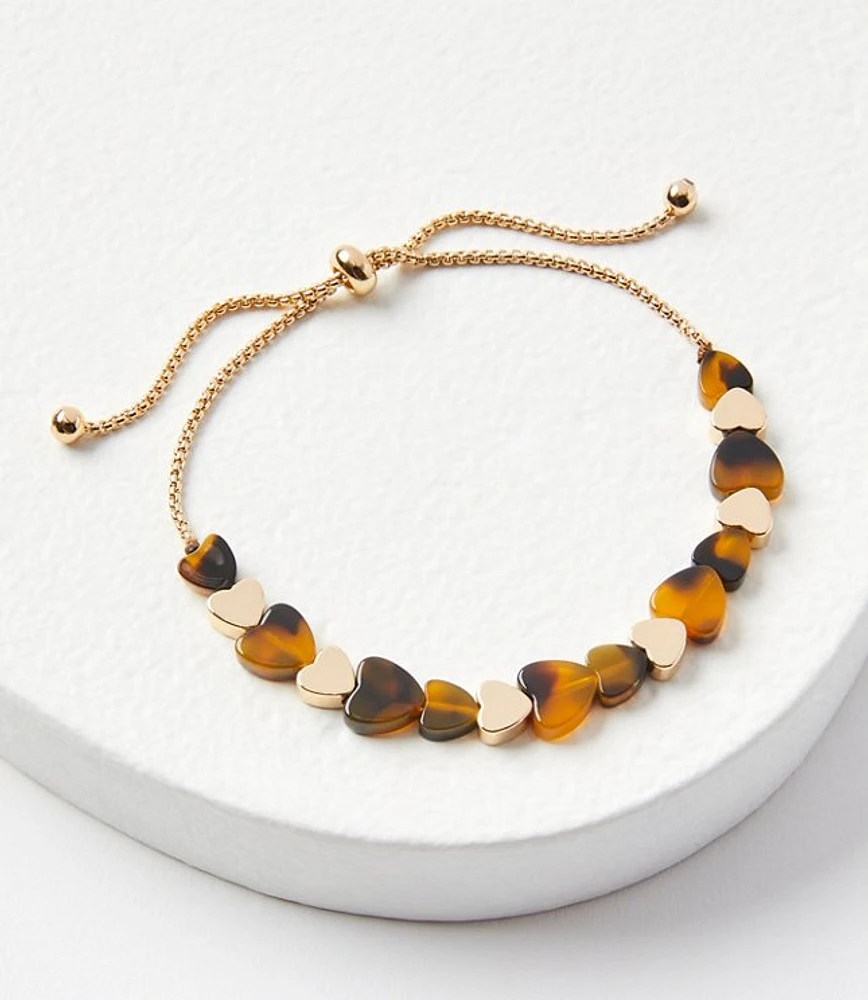 Tortoiseshell Print Heart Pull Tie Bracelet