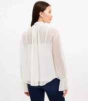 Chiffon Ruffle Tie Neck Blouse