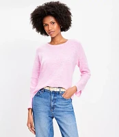 Ribbed Slit Cuff Flare Sleeve Sweater