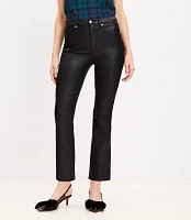 Petite Coated Side Slit High Rise Kick Crop Jeans Black