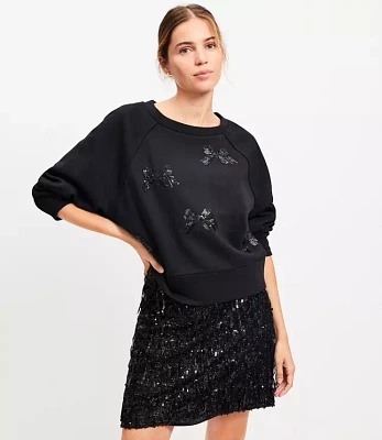 Petite Sequin Bow Sweatshirt