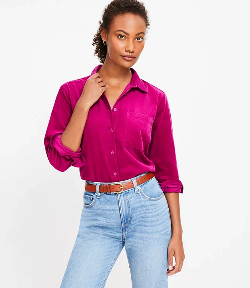 Petite Corduroy Everyday Relaxed Pocket Tunic Shirt