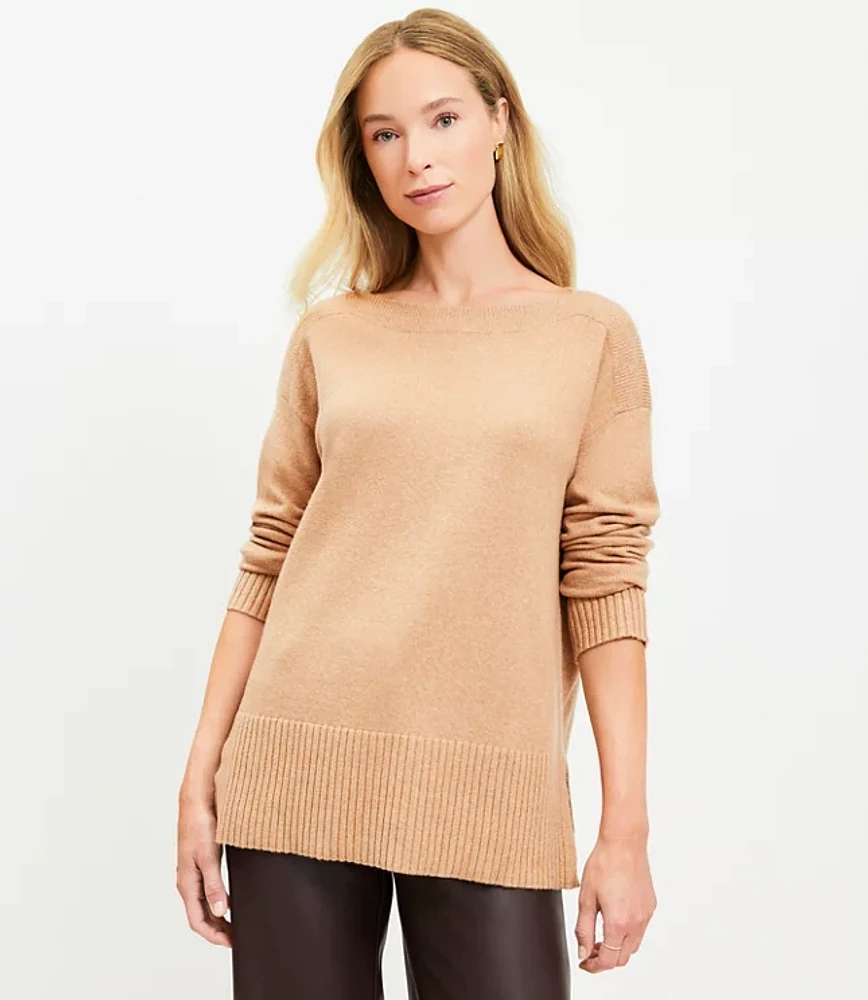 Boatneck Relaxed Tunic Sweater