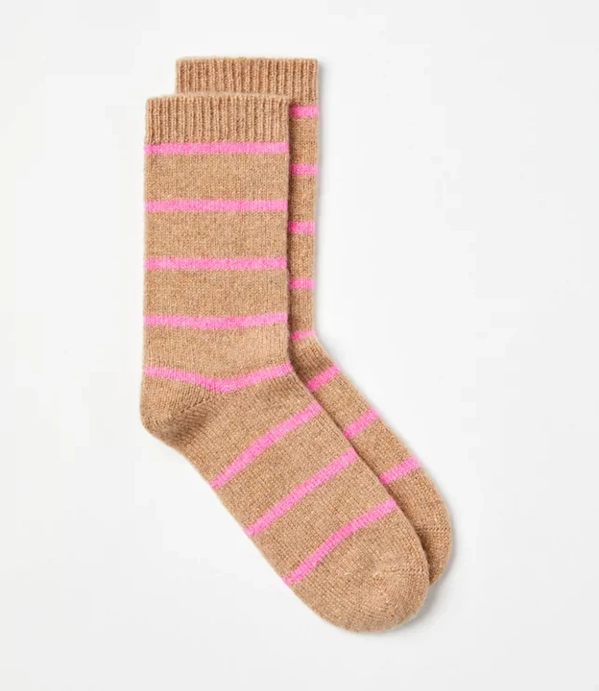 Striped Cashmere Crew Socks