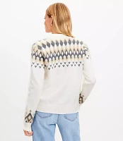 Petite Fair Isle Collared Split Neck Sweater