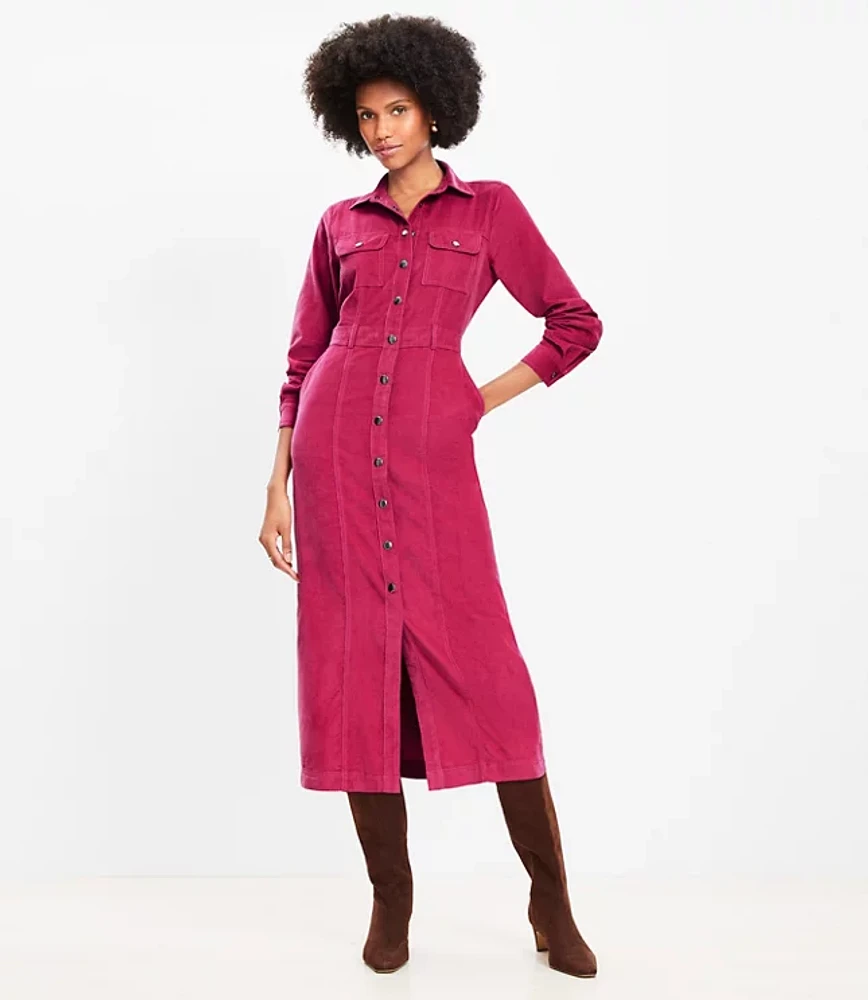 Tall Corduroy Midi Pocket Shirtdress