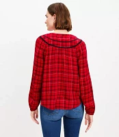 Plaid Stitched Yoke Blouse