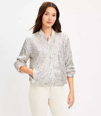 Petite Sequin Bomber Jacket