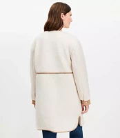 Petite Twill Trim Sherpa Coat