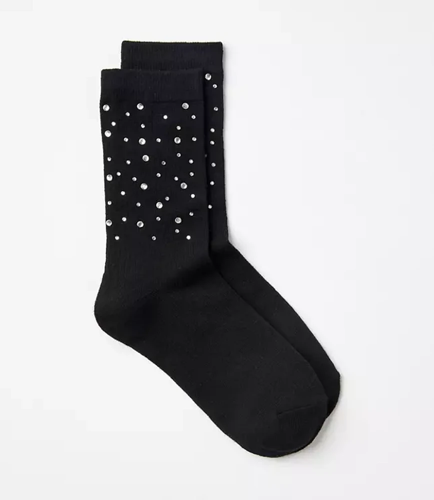 Sparkle Embellished Crew Socks