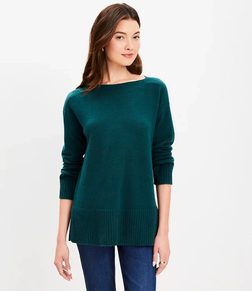 Petite Boatneck Relaxed Tunic Sweater