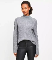 Petite Mock Neck Cable Sweater