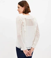 Crinkle Ruffle Tie Neck Blouse