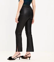 Curvy Coated Side Slit High Rise Kick Crop Jeans Black