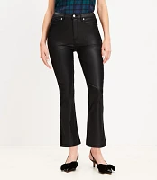 Curvy Coated Side Slit High Rise Kick Crop Jeans Black