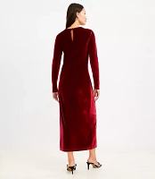 Petite Shirred Velvet Midi Dress