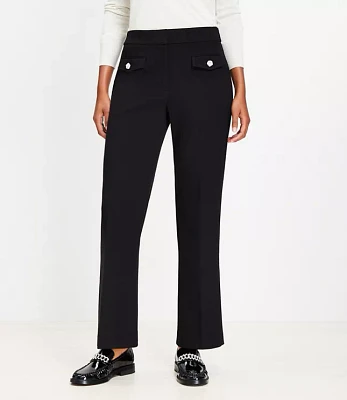 Petite Curvy Sparkle Button Sutton Ankle Flare Pants Textured Doubleface