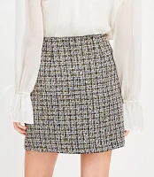 Petite Metallic Tweed Fringe Pocket Mini Skirt