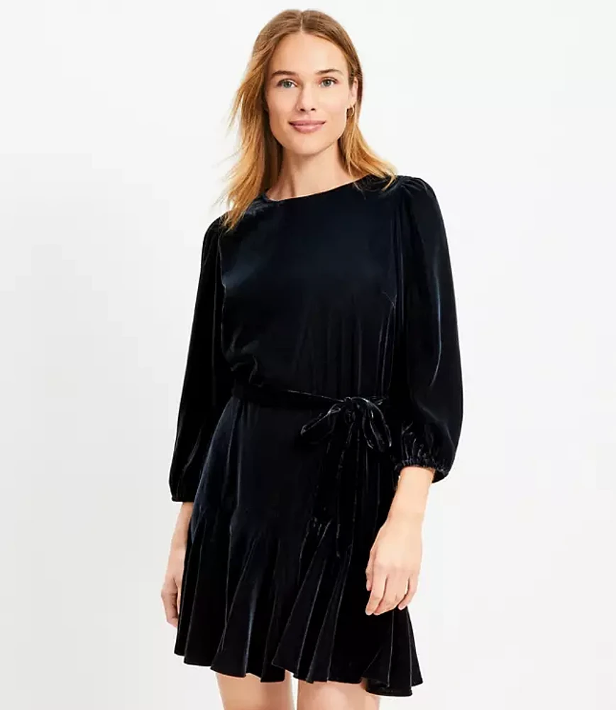 Tall Velvet Godet Mini Dress