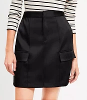 Petite Satin Mini Utility Skirt