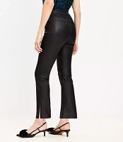 Petite Curvy Coated Side Slit High Rise Kick Crop Jeans Black