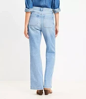 Petite Patch Pocket High Rise Relaxed Flare Jeans Light Vintage Indigo Wash