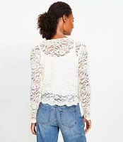 Petite Pearlized Button Lace Jacket