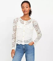 Petite Pearlized Button Lace Jacket