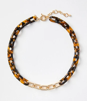 Tortoiseshell Print Link Statement Necklace