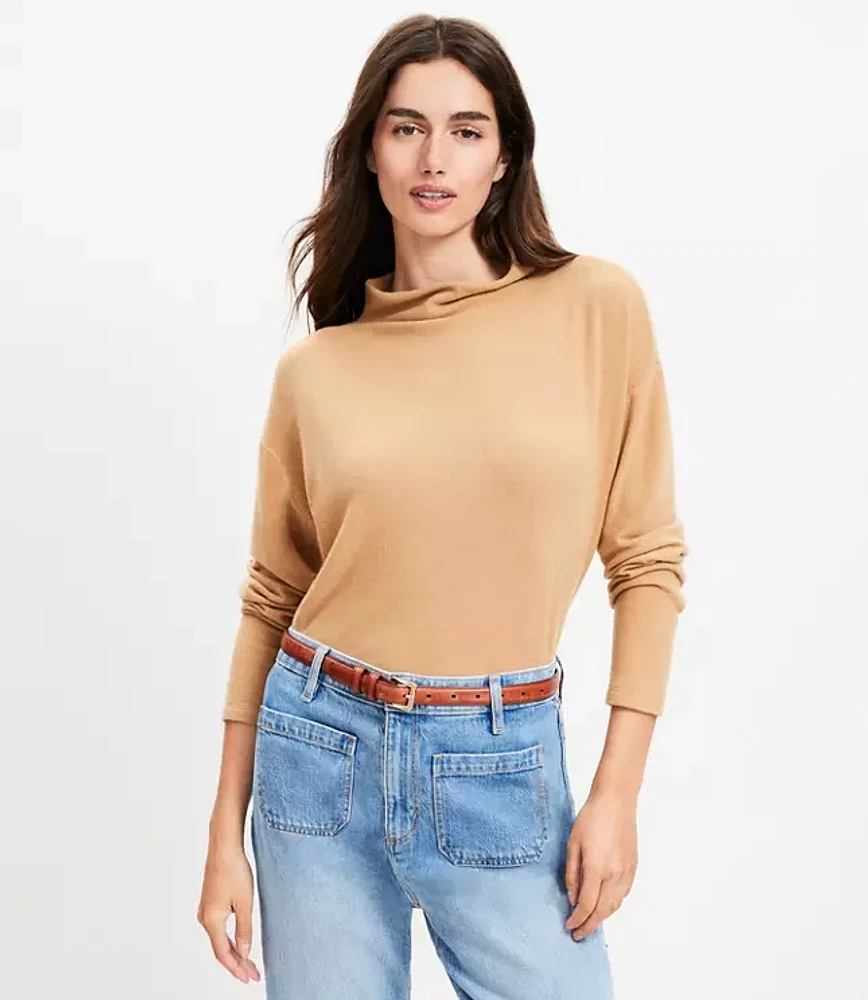 Petite Jersey Mock Neck Top