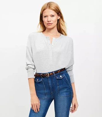 Petite Heathered Relaxed Henley Top