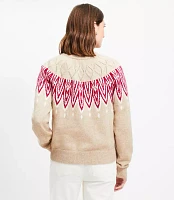 Petite Pointelle Fair Isle Half Zip Sweater