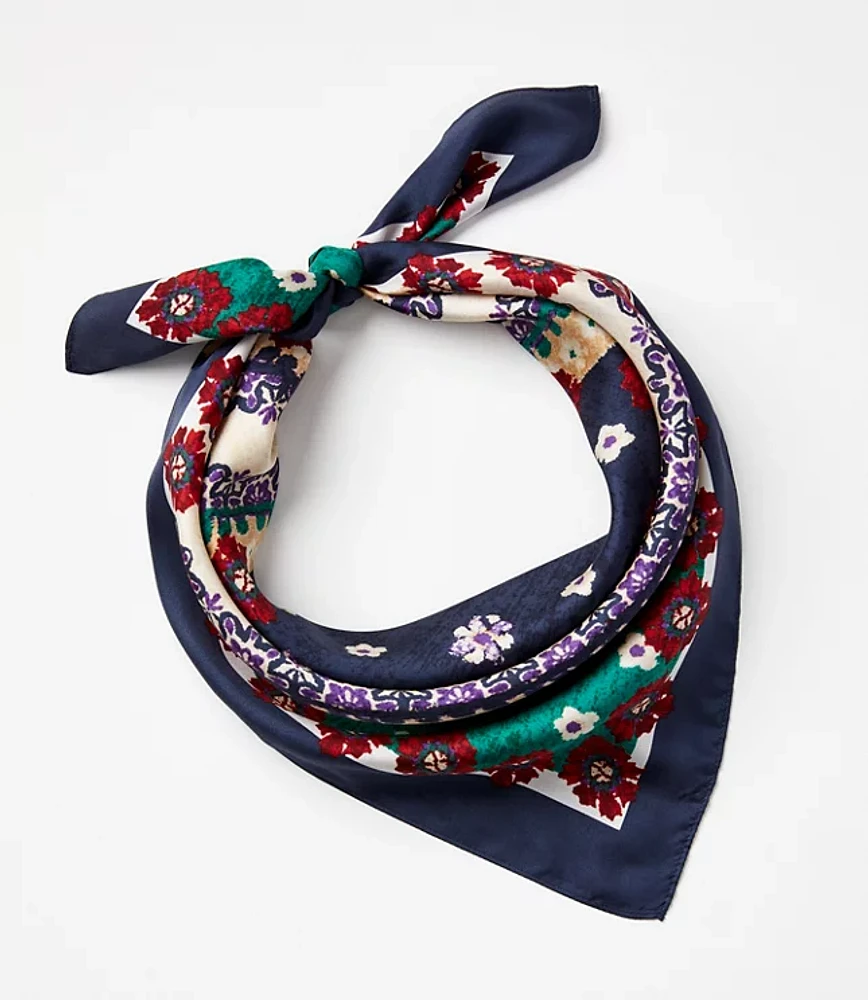 Geo Floral Silk Square Scarf