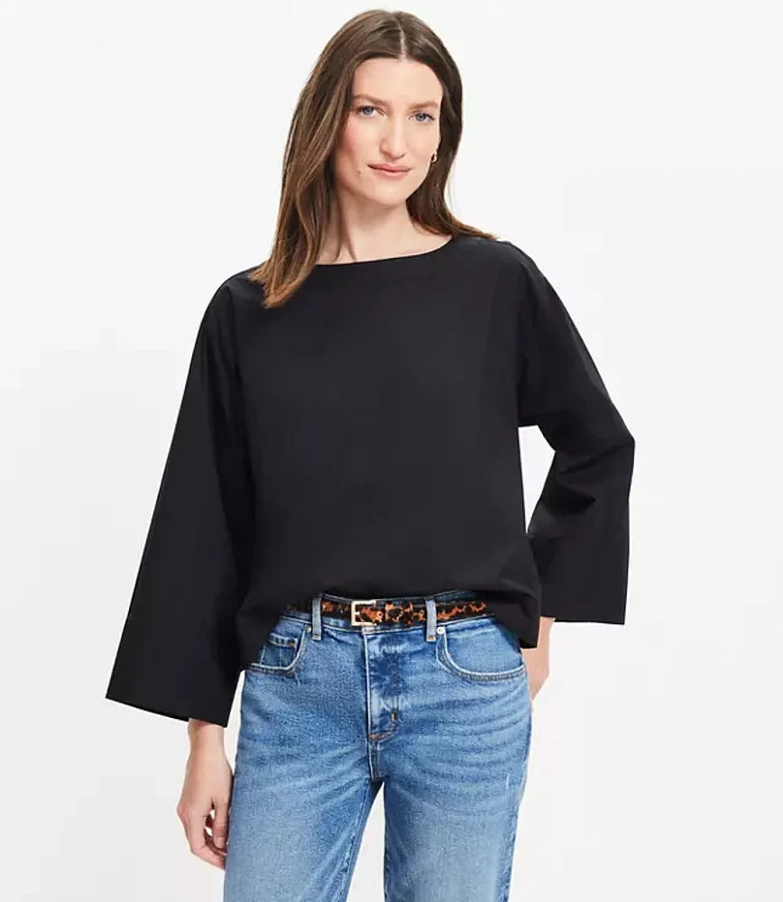 Poplin Wide Cuff Blouse