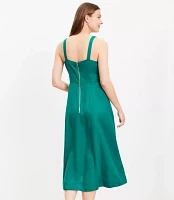 Linen Blend Seamed Midi Pocket Dress