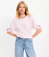 Pleated Puff Sleeve Sweatshirt