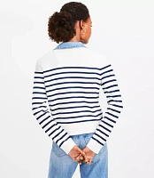 Denim Striped Zip Sweater Jacket