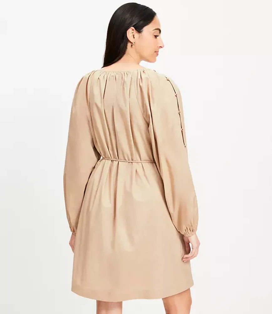 Button Sleeve Mini Dress