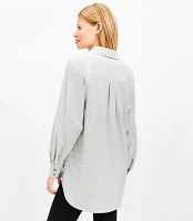 Petite Herringbone Angled Cuff Everyday Tunic Shirt