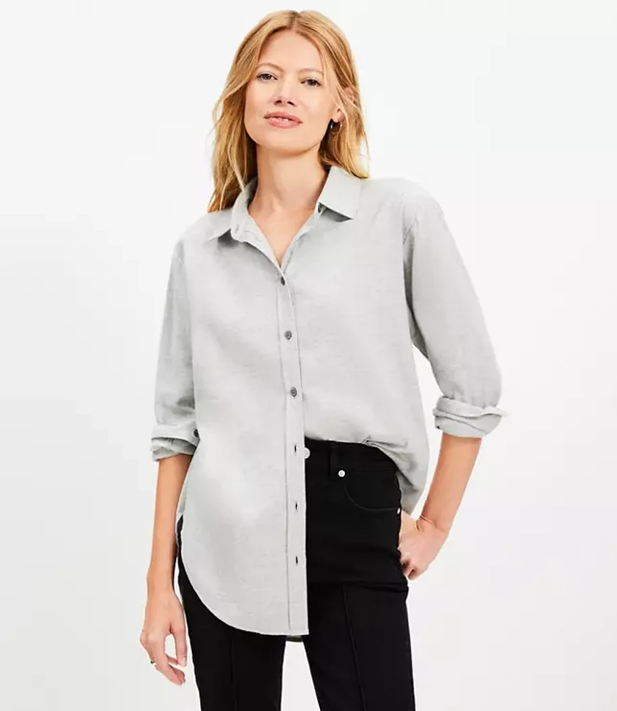 Petite Herringbone Angled Cuff Everyday Tunic Shirt