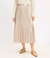 Petite Foiled Satin Pleated Midi Skirt