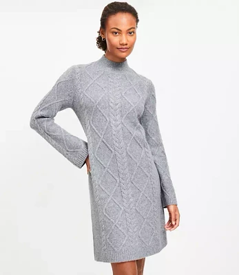 Petite Cable Mock Neck Mini Sweater Dress