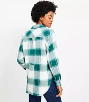 Petite Plaid Angled Cuff Everyday Tunic Shirt