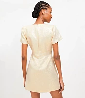 Metallic Brocade Short Sleeve Mini Dress