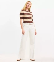Seamed Wide Leg Jeans Ivory