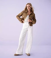 Seamed Wide Leg Jeans Ivory