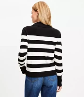 Petite Striped Half Zip Sweater