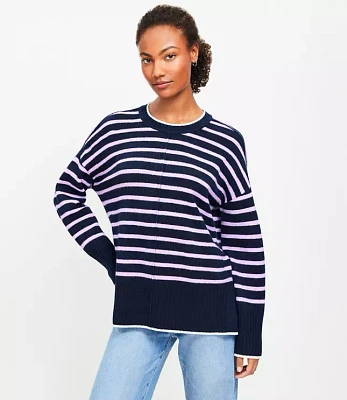 Petite Stripe Relaxed Tunic Sweater